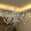 Candelabros de araña de cisne Led modernos con bombilla G4 para sala de estar, dormitorio, diseño nórdico, hierro forjado