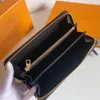 Designer Zippy Zipper Carteiras mulheres longas bolsas moda cor sólida couro couro embreagem embreagem moeda bolsa cartão de crédito cartão com caixa