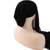 새로운 여성 이슬람 레이스 검은 저지 히 자브 후드 롱 시폰 이슬람 목도리 머리 스카프 밑면 캡