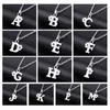 My Shape Girl Name Necklace Alloy Crystal Flower Alphabet English Letter A C M S Capital Pendant Necklace Women Fashion Jewelry G1206