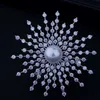 Red Trees Drop Arrival Luxury AAA Cubic Zirconia Beautiful Snowflake Shape Christmas Brooch Pins Pendant Compatible