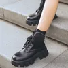 Automne hiver chaussures moto cheville portefeuille bottes de Combat pour femmes plate-forme en cuir artificiel gros bloc talon chaussures dames