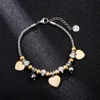 Love Charm Gold Bracelets Mode Métal Perlé Cristal En Acier Inoxydable Pulsera Coeur Bracelet Bijoux pour Femmes Filles Cadeaux Q0719