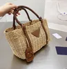 Womens Straw Large Capacity Bag Summer Handbag Designer Letter Print Tote High Quality Handmade Zipper Shopping Bags Luxury Travel234S