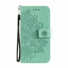 Custodie a portafoglio in pelle con fiore all'hennè per Iphone 15 Plus 14 13 12 11 Pro Max XR XS 8 7 6 Slot per carta di credito in rilievo Magnete Supporto floreale Custodia a conchiglia femminile