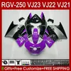 Body Kit For SUZUKI purple silvery RGVT RGV 250 CC RGV250 SAPC VJ23 Cowling RGV-250CC RVG250 250CC 97 98 Bodywork 107HC.157 RGVT-250 VJ 23 RGV-250 Panel 1997 1998 Fairings