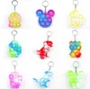 Mini Dimple POPS zijn sleutelhanger Simple Sleutelhanger Trinket Sleutelhanger Silicone Fidget Toy Dinosaur Mouse Bear Animal Key Hanger