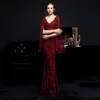 Elegant Party Maxi Dress Gold Sequin Evening Dress Women Long Sleeve Prom Dresses