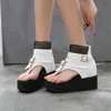 Sandalias de plataforma de marca a la moda para mujer, zapatos de cuña de verano para mujer, chanclas de gladiador de cuero de alta calidad