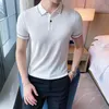 Wysokiej Jakości Summer Koszulki Polo Mężczyźni Szorty Rękaw Lapel Polo Hombre Solidne Kolor Casual Slim Business Social Polos Men Odzież 210527