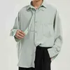 IEFB Herenkleding Tie Kraag Collar Pin Decoratie Lange Mouw Spring Shirts Losse Trend Effen Kleur Ontwerp Blouse Tops NE 9Y5842 210524