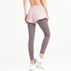 Leggings Abbigliamento donna Pantaloni da yoga Pantaloni da jogging per ragazze Esercizio Collant finti in due pezzi Gonna Corsa Calze ad asciugatura rapida Spandex nero per esterni