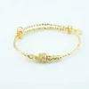 1 stks Vrouwen Baby Geel / Wit Goud Kleur Bal Kralen Carve Closed Bangles Verstelbare Bangle Q0719