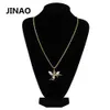JINAO Hip Hop cuivre couleur or plaqué glacé Micro pavé CZ pierre aile d'ange avec pendentif complet collier pour hommes femmes X0509