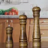 Salt and Pepper Mills, Solid Wood Mill with Strong Adjustable Ceramic Grinder kitchen Accessories set of 2 (5 8 10 inch) 210611