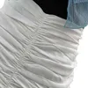 女性のためのカジュアルな白いスカートのための高い腰のパッチワーク非対称のRuchedミニスカート女性女性夏のファッションスタイル210521