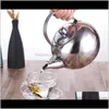 Werkzeuge Trinkgeschirr Küche, Esszimmer Bar Hausgarten Drop Lieferung 2021 0Dot9L Edelstahl Teekanne Topf Wasserkocher mit Blatt-Ei Filterkaffee