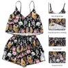 Women Pajama Sets Print Pattern Women's Pajamas Sleeveless Sexy Sleepwear Set Female Summer Night Wear Home Suit Vest Shorts Q0706