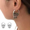 Boucles d'oreilles de crâne de couleur noire pour femmes hommes punk rock style squelette oreille oreille bijoux cadeau