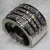 خاتم أزياء Vecalon الأميرة Cut Cz Diamond Engagement Band for Women 10kt White Gold Barty Party Finger9917255