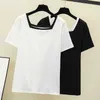 Plus Size Summer Algodão T Shirt Mulheres Tops Solto Casual Casual Tshirt Manga Curta Superstrema Camiseta Femme Branco Preto 210604