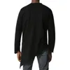 Irregular Hem Mens T Shirts Full Sleeve Solid Simplicity O-Neck Pullover Geometry Streetwear Camisetas Plus Size 2XL 210524