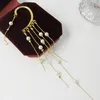 Dangle Chandelier Vintage Pérola Tassel Ear Wrap Crawler Brincos para Mulheres Partido NonPiercing Longo Pendurado Gancho Jóias de Casamento 9713682