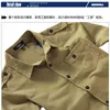 Män Causal Dress Shirt Bomull, Mäns Armé Långärmad Slim Skjortor Militär Khaki Skjortor Grön Fit Militär Stil Male Shirts 210518