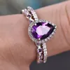 Cluster Rings Utimtree Luxury Female Purple Crystal Bridal Wedding Set for Women Silver 925 Promise CZ Stone Engagement Jewelry5287105