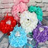 Flores decorativas grinaldas 1 pcs romântico coração-forma rosa decoração do casamento dia dos namorados anel anel de anel almofada almofada almofada festa de almofada