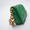 Sacs à bandoulière souple en cuir PU chaîne sac marque Design décontracté femmes sacs à main et sac à main vert pochette fourre-tout pour de haute qualité