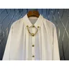 Lapel Chain Front Short Back Long Gold Decoration Fashionable White Shirt Blouse Women Spring And Summer GX949 210421