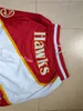 Herrlag basketkort bara Don Atlanta Fan's White Red Color Sport Stitched Shorts Hip Pop Pants With Pocket Zippe290T