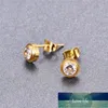 Stud Martick Round Earrings Rose Gold Color Single Shining Cubic Woman Brincos Wedding Jewelry E155