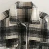 Kvinnor Plaid England Style Shirts Jackor Coats Höst Långärmad Fickor Kvinna Casualloose Jacket Ytterkläder Kläder 210513