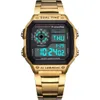Männer Sport Uhr Leuchtende LED Digital Kunststoff Zifferblatt Edelstahl Armband Uhr für Männer 50M Wasserdichte Armbanduhr Montre Homme g1022