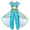 Barnens cosplay kostym 2-bitars kostym av Aladdin Princess Jasmine Sequin Top och kjolbyxor