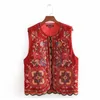 Höst och vinter Design Kvinnor Bohemian Velvet Vest Blomma Broderad Waistcoat Retro Vintage Boho Chalecos Para Mujer 210604