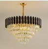 Luxury K9 Crystal Chandeliers For Living Room Bedroom Black Metal Led Indoor Lighting House Decoration