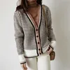Colorfaith Winter Spring Dames Sweaters Plaid Modieuze Koreaanse stijl Geruit breien Oversize Vesten SWC291 211018