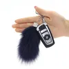 Nyckelringar Bil-Key-Ring Real Fox Fur Bag Häng Pendant Mini -Fashion Tillbehör