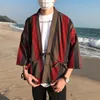 Estilo japonés tradicional kimono chino camino bata chaqueta de gran tamaño pareja camisa de playa camisas casuales para hombres 211G