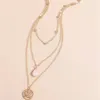 Colares pendentes lxy-w boho vintage corrente de ouro gota opal hollow lotus colar redondo para mulheres feminino jóias multinível presente
