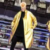 Performance Lungo Trench Coat Uomo Shiny Night Club Stage Dance Mantello Mantello Capote Masculino Oro Argento XXL Cappotti da uomo