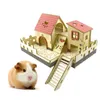 Małe dostawy zwierząt Pet Rat Hamster Villa Nest Sleeping Bed House Platforma Wspinaczka Drabina Mini Hideut Drewniany Slide Montaż Montaż Hut