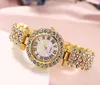 MULILAI Marca 32MM Stile di moda Lussuoso diamante quadrante bianco Orologi da donna Elegante orologio da donna al quarzo Bracciale in oro Orologio da polso246w