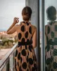 Casual Dresses Elegant Women's Summer Dress Polka Dot Pleated Halterneck Party for Women Fashion Sleeveless A-Line 2021292p