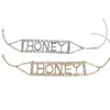 Punk Shi Rhinestone Letter Honey Cup Chain Choker Halsband Kvinnesmycken Chokers8573302