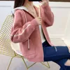 Kadın Örgü Kadın Tees 2022 Sonbahar Kapşonlu Sweater Hırka Kadın İmitasyon Mink Kadife Bayanlar Günlük Gevşek Örgü R14