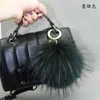 Luxury Brand 15 cm Real Fox Pom Poms Fur Pompom Ball High Quality Keychain Key Chain Metal Ring Pendant For Women F281 210409